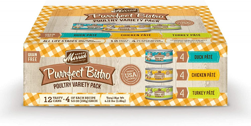 Merrick Purrfect Bistro Poultry Pate Variety Pack Grain Free Wet Cat F –  Pongo Pet