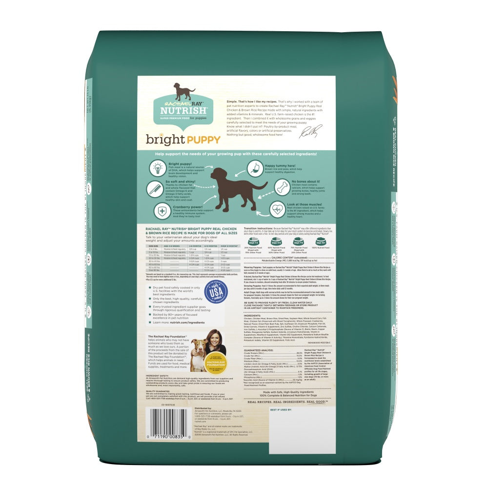 Rachael Ray Nutrish Bright Puppy Natural Chicken Brown Rice Recipe Dry Dog Food