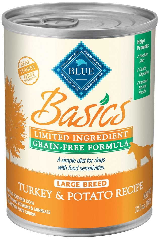 Blue Buffalo Basics Grain Free LID Turkey and Potato Recipe Large Breed Adult Canned Dog Food