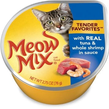 Meow Mix Tender Favorites with Real Tuna and Whole Shrimp in Sauce Cat Food Cups