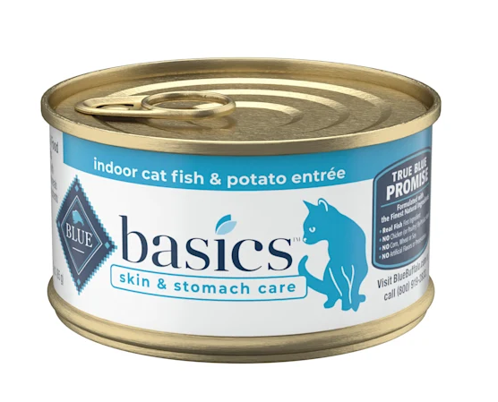 Blue Buffalo Basics Skin & Stomach Care Adult Indoor Grain-Free Fish & Potato Entree Canned Cat Food