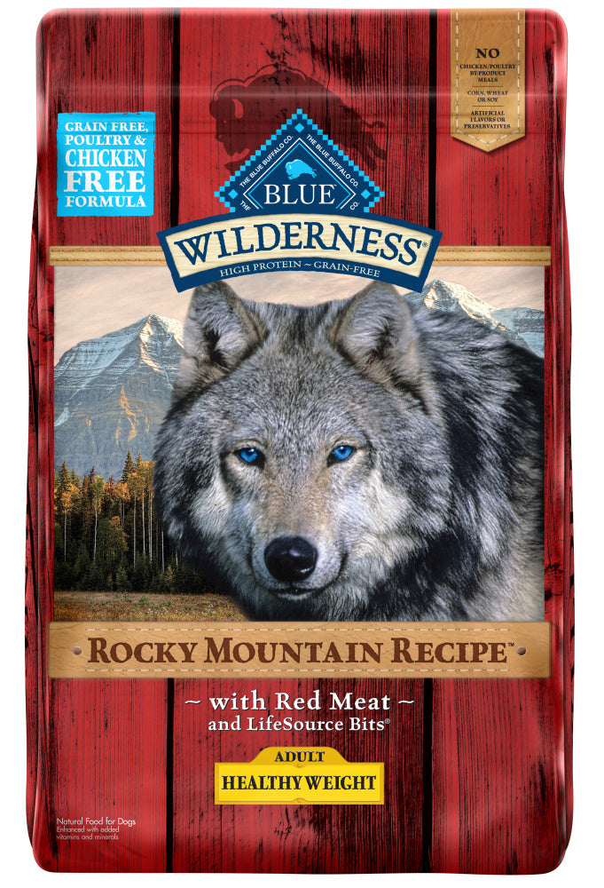 Blue Buffalo Wilderness Rocky Mountain Healthy Weight Grain Free Natural Red Meat High Protein Recipe Adult Dry Dog Food