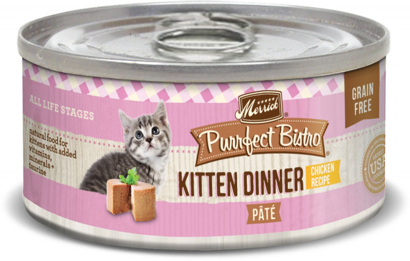Merrick Purrfect Bistro Grain Free Pate Kitten Dinner Canned Cat Food