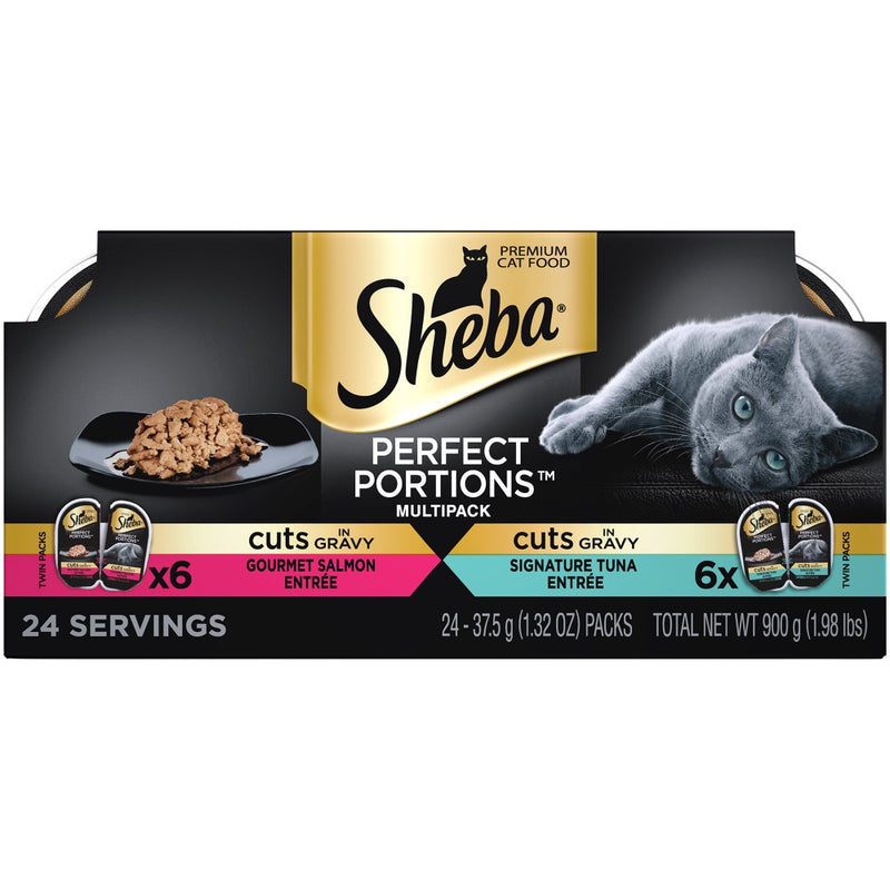 Sheba Perfect Portions Cuts in Gravy Multipack with Salmon and Tuna Wet Cat Food