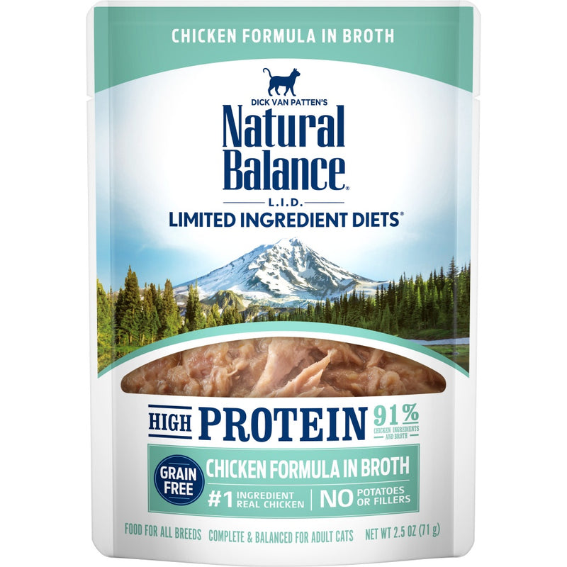 Natural Balance L.I.D. Limited Ingredient Diets High Protein Chicken in Broth Pouch Wet Cat Food