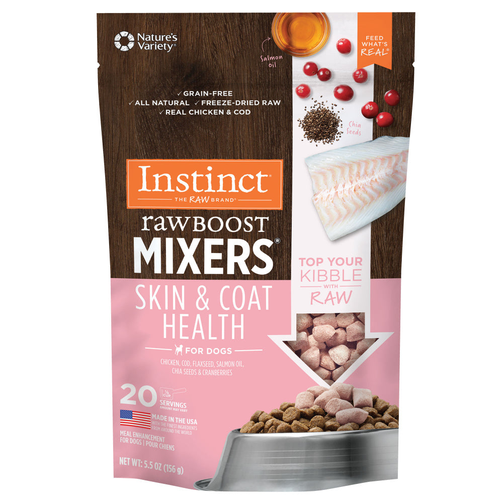 Instinct Raw Boost Mixers Grain Free Skin & Coat Health Freeze Dried Raw Dog Food Topper