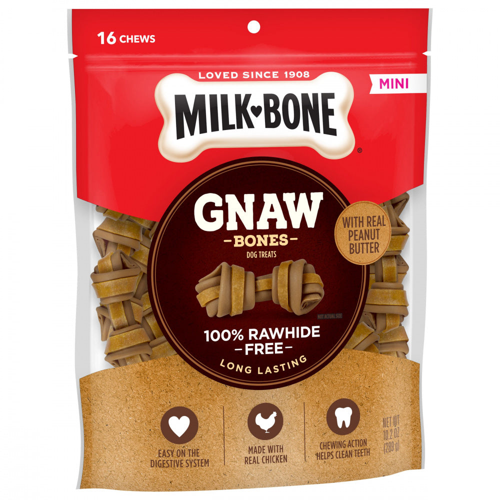 Milk-Bone GnawBones Peanut Butter & Chicken Long Lasting Mini Dog Treats