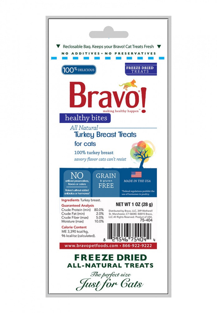 Bravo! Healthy Bites Grain Free Turkey Breast Freeze-Dried Cat Treats