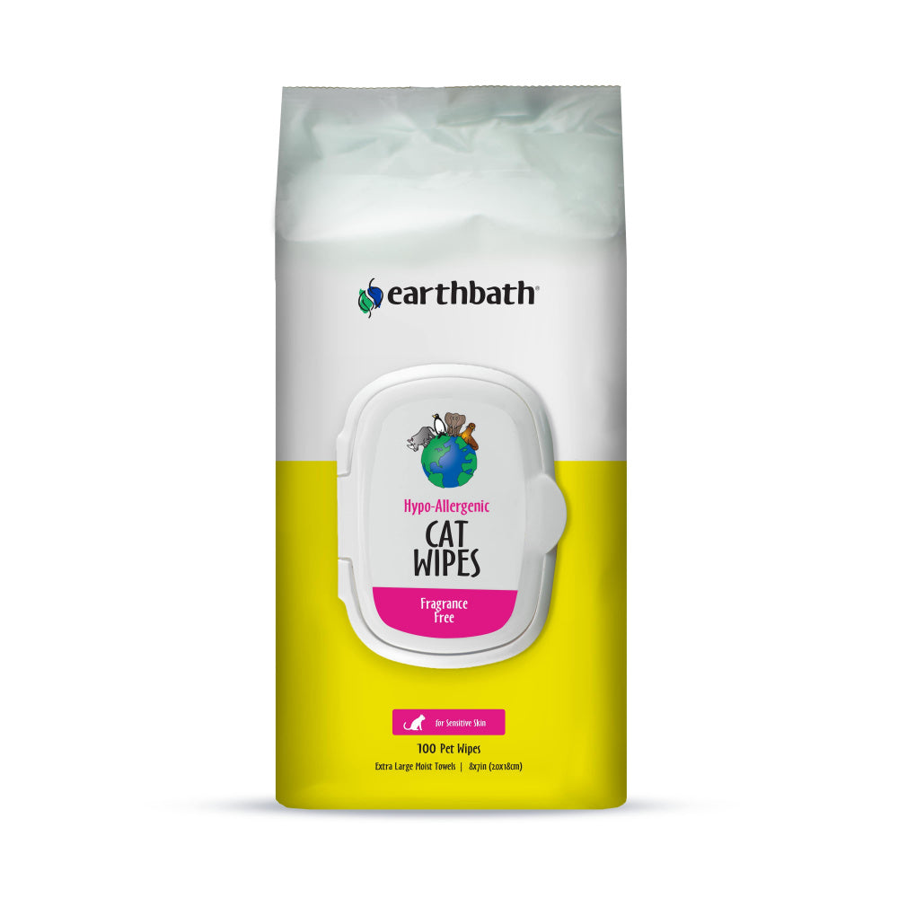 Earthbath Hypo-Allergenic Cat Grooming Cleans & Conditions Fragrance Free Plant-Based Wipes